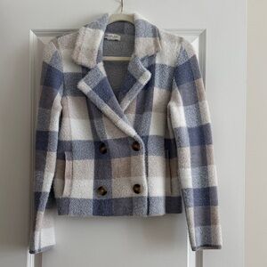 Rachel Zoe Blue and Cream Checkered Blazer